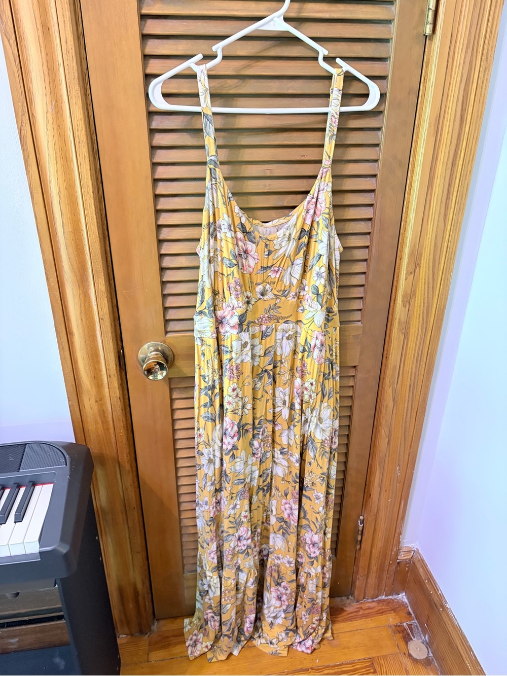 Torrid Yellow Floral Maxi Dress with adjustable straps and pockets